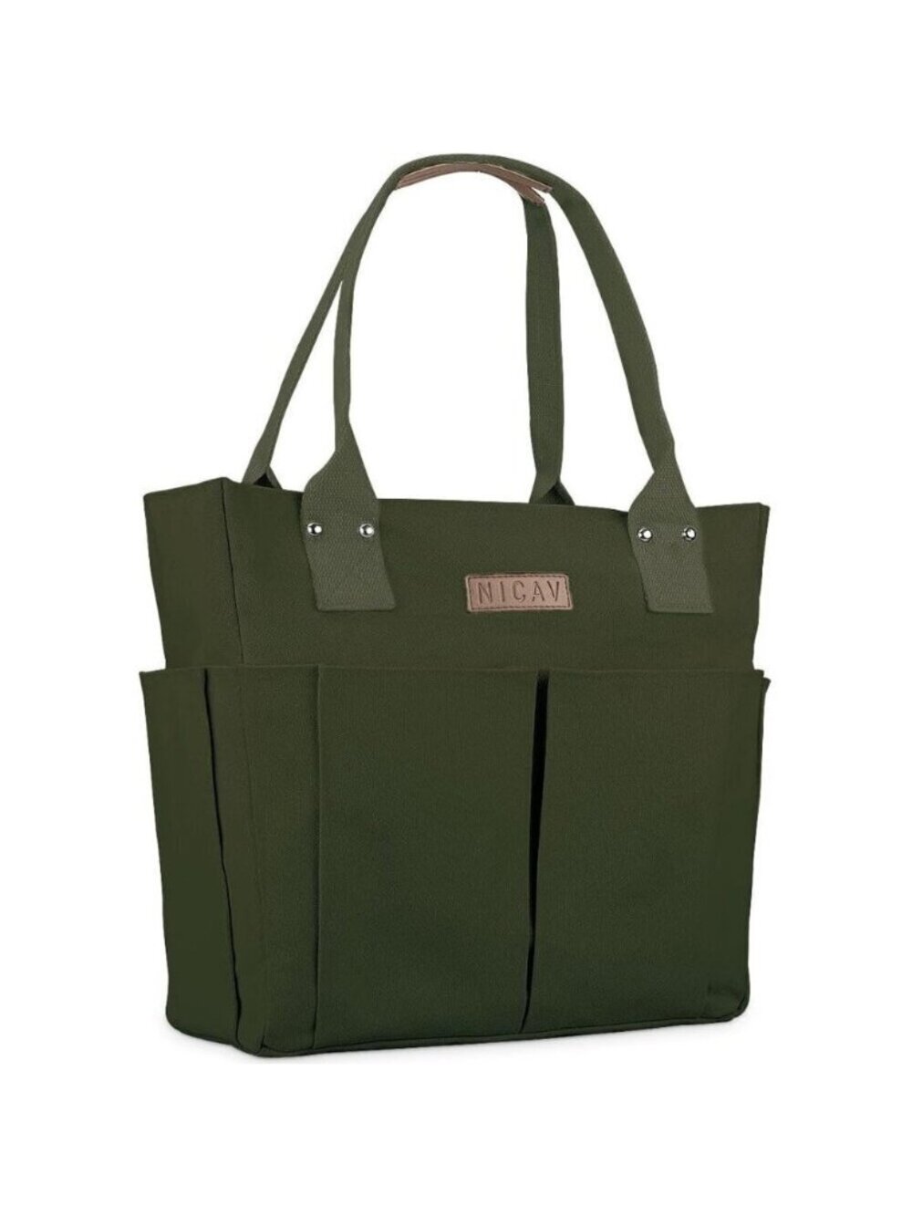 Women's Green Tote Bags Large Utility Bags with Pockets Zip for Teacher Work